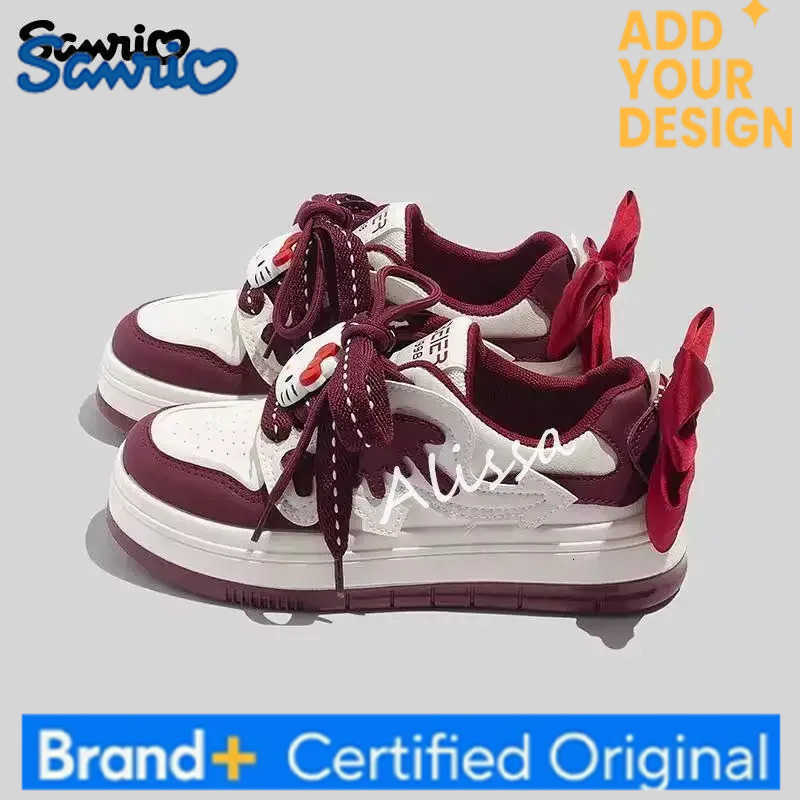 Sanrio Women Sneakers Hello Kitty Leisure Board Shoes Anime Thick Sole Little White Shoes Cartoon Cute Girls Student Shoes Sports Shoes H251223