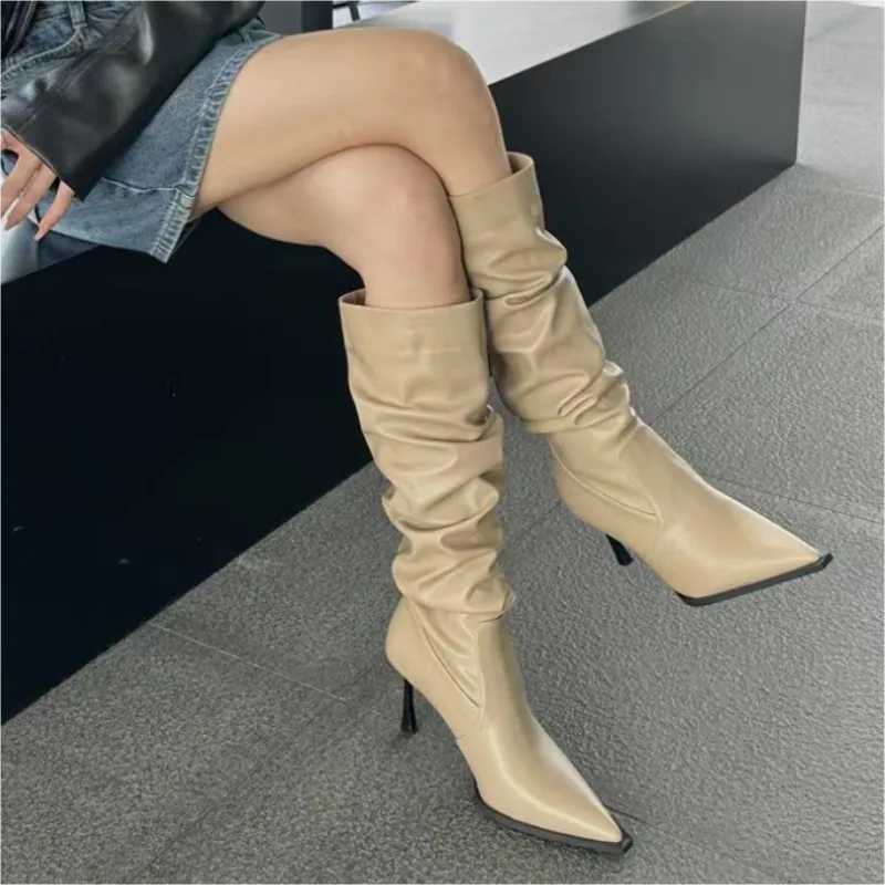BCEBYL New Pointed Stiletto Non-slip Wear-resistant Comfortable Womens Shoes Sexy Elegant Solid Color Fashion High-heeled BootsT251223