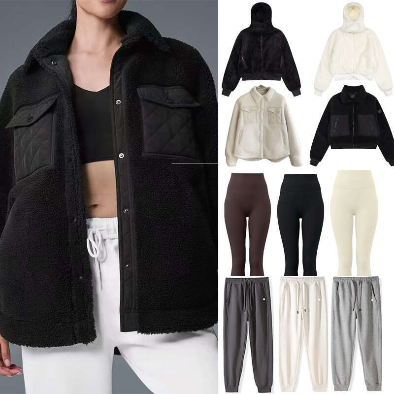 10A New Alonessitys Sets Jacket Women Clothes Leggings Pant Sets Fleece Coat Thick Warm Yoga Gym High Waist Women Leggings Alonessitys Jackets Vuori Women Set