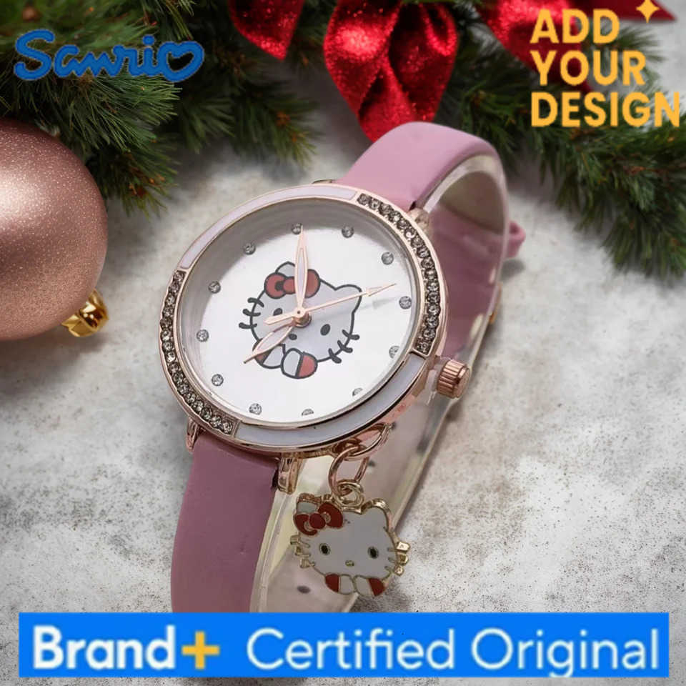 Sanrio Hello Kitty Kuromi Melody Cinnamonroll children watches Girls Kids Gift Wristwatch Leather strap metal dial H251223