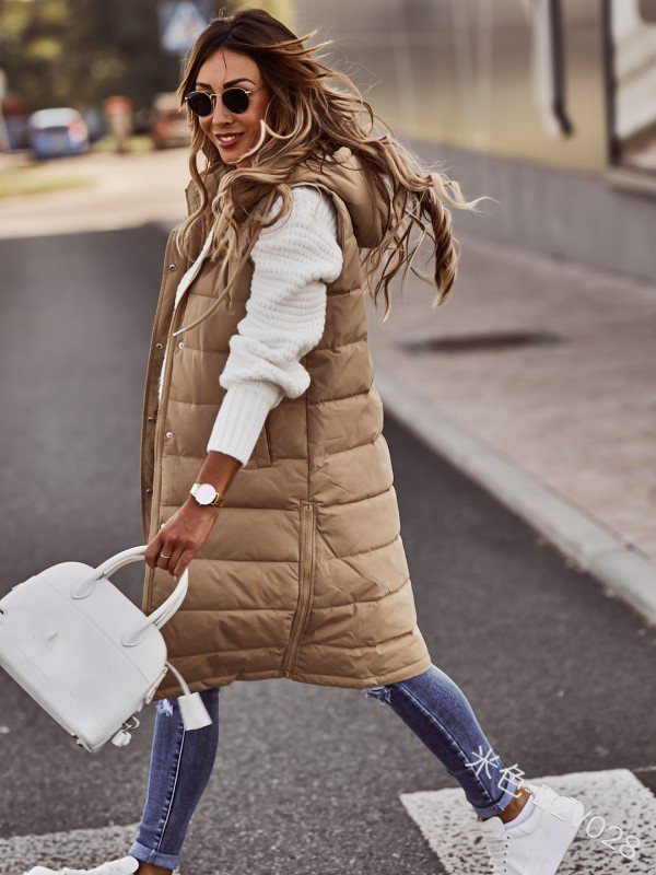 Women's Vests Winter Outwear Elegant Jackets Fashion Padded Long Coat Sleeveless Vest Ladies Overcoat Warm Quilted