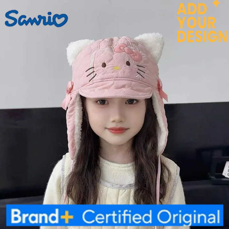 Sanrio Baby Plush Hat Hello Kitty Kawaii Princess Children Antumn Winter Thicken Windproof Warm Ear Protection Christmas Gift H251223 - view 3