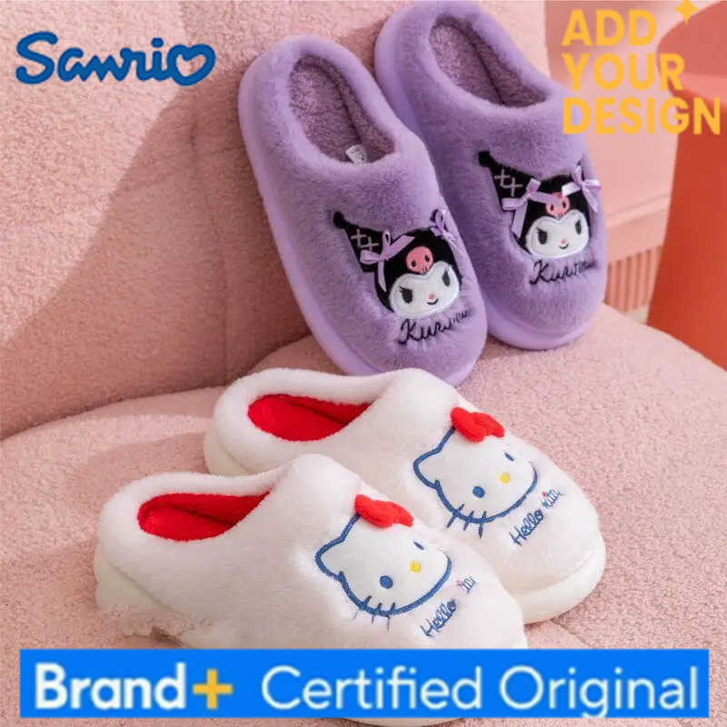 Sanrio Hello Kitty Cotton Slippers Girl Winter Indoor Keep Warm Child Kawaii Anime Cartoon Fashion New Style Casual House Shoes H251223