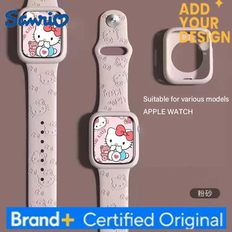 Sanrio Series Hello Kitty3D Engraving Printing Multicolor Kawaii Apple Silicone Replacement Watch Band Dial 2024 New Hot Sales H251223