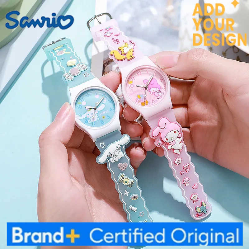 Sanrio 3d Pattern Child Wrist Watch Hello Kitty Cinnamoroll Waterproof Watch Kuromi Cartoon Christmas Watchband Kids Gift H251223