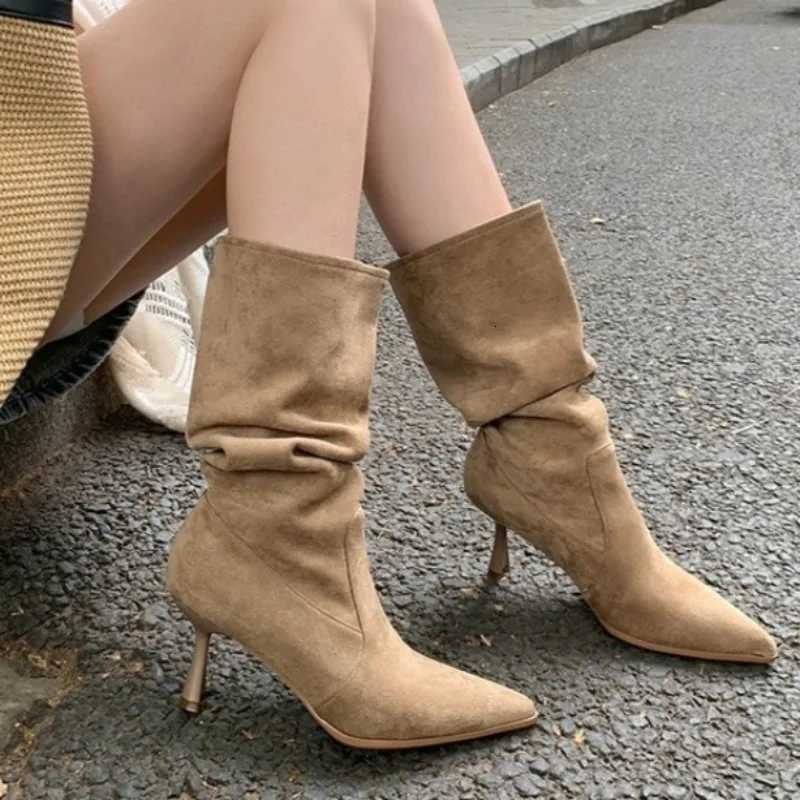 Ladies Shoes 2025 Hot Sale Slip-on Womens Boots Fashion Pointed Toe Modern Boots Women New Light Best Seller Mid-Calf BootsT251223