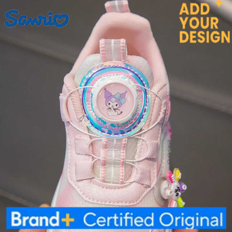 Sanrio Chidrens Autumn New Fashion Cartoon Kuromi Sports Shoes Girls Cute with Windmill Casual Shoes Rotating Button Running Sneakers H251223