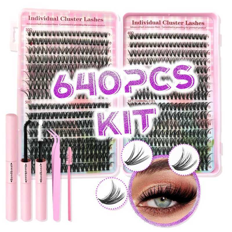 Lash Extension Kit High-Capacity DIY Eyelash Extension Kit 304050D Lash Clusters D Curl Individual Lashes Kit with ApplicatorsT251223