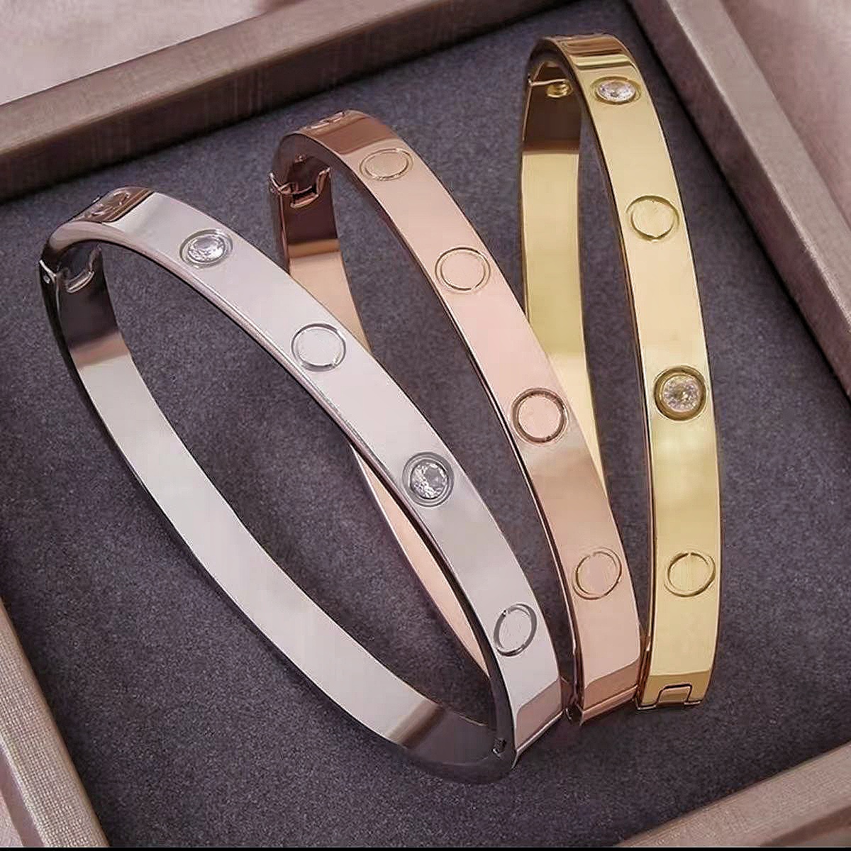 6mm luxury bracelet designer jewelry for women bangel gold braceletes diamond Classic screw pattern men bangle designer charms jewellery gift