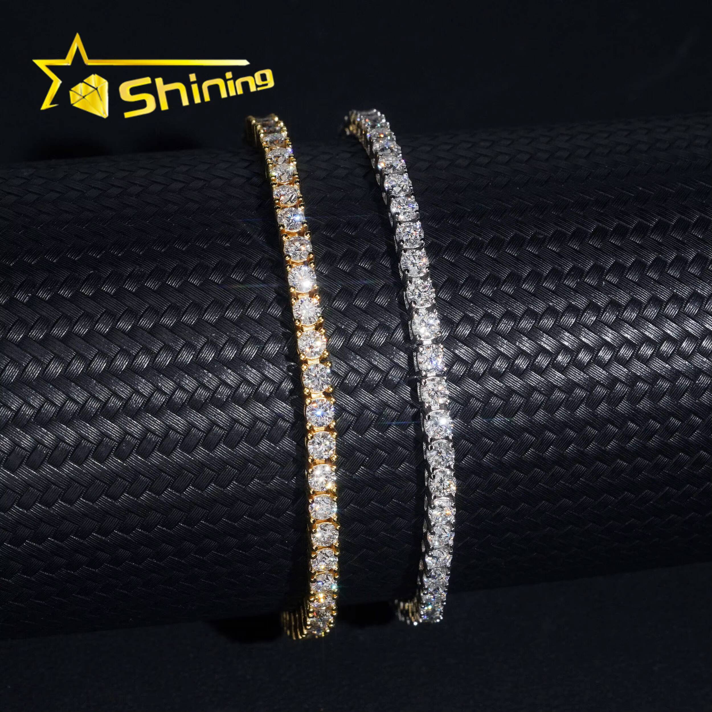 USA Warehouse Local Stock 3mm Tennis Bracelet 925 Solid Silver Hip Hop Iced Out GRA Moissanite Diamond Sparkling Tennis Bracelet