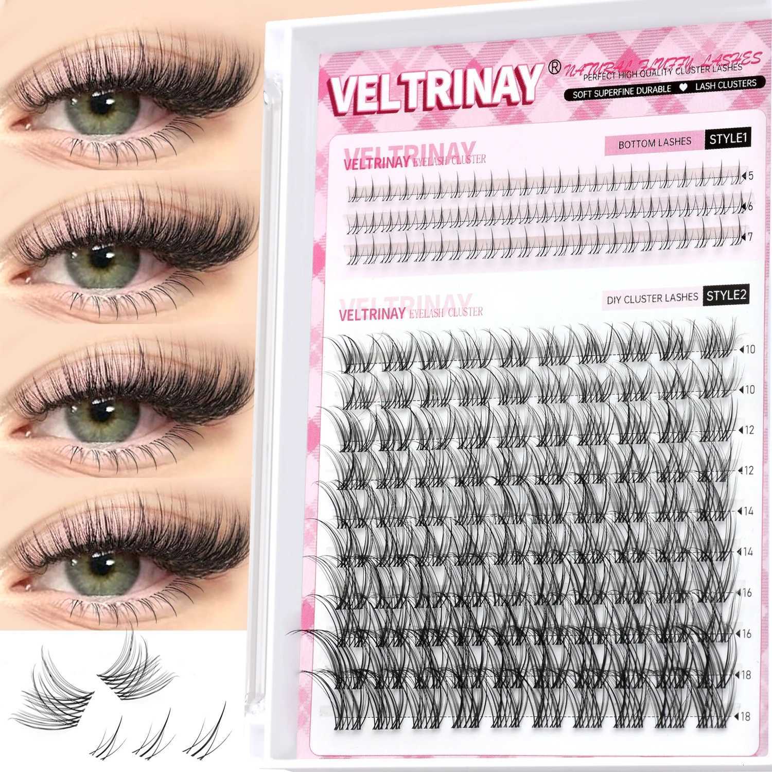 Veltrinay Lash Clusters Invisible Band Eyelash Clusters Upper Bottom Eyelashes Eye Lashes Natural Look DIY Eyelahes MakeupT251223
