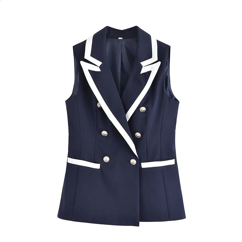 Straight Pants 2 Pieces Sets For Women Fashion DoubleBreasted Short Vest Top Trousers Set Office Woman Outfits 251222