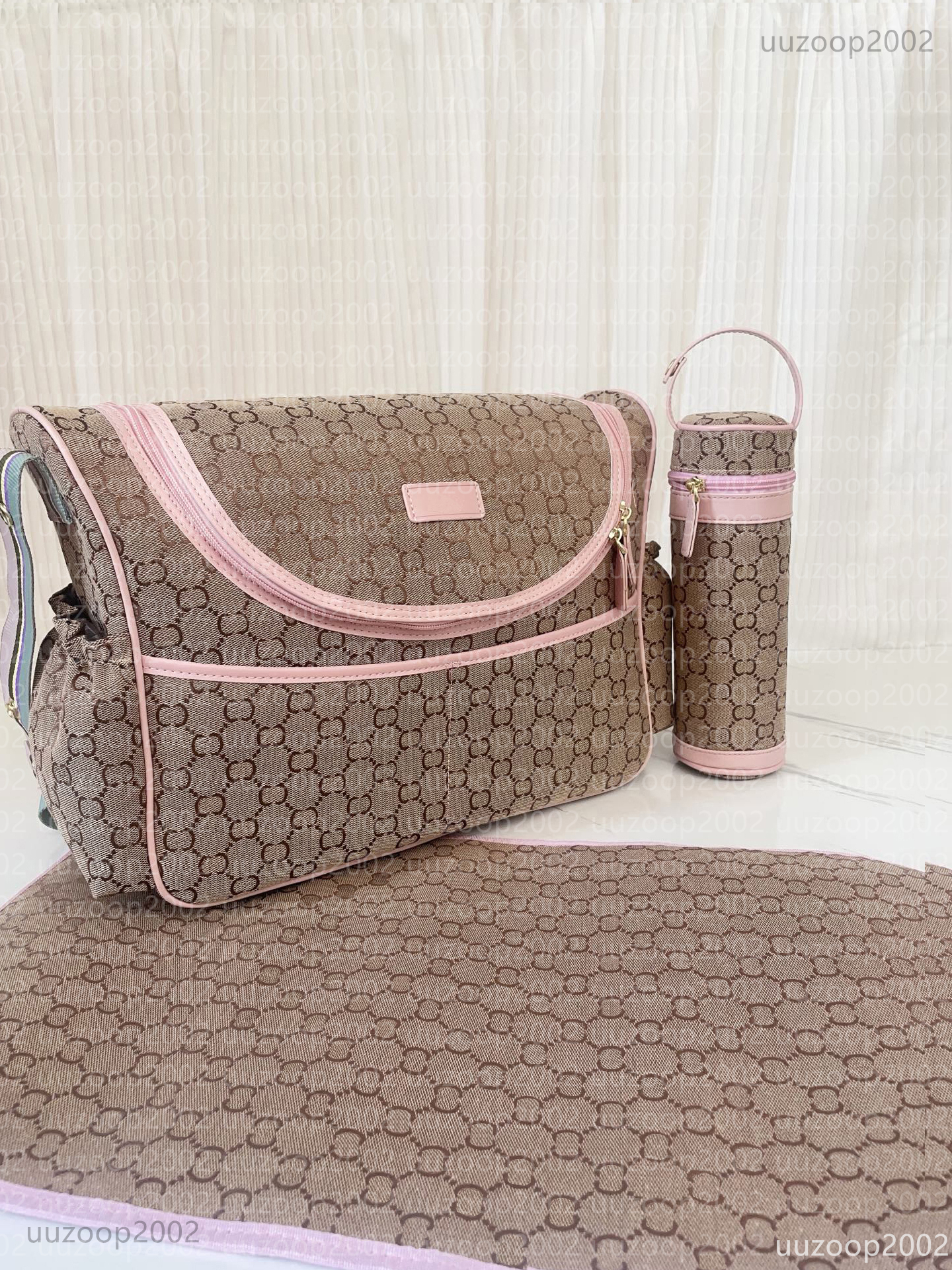 2026 Diaper bag Baby change bag fashion designer large Nappy Diapering nylon 3pcs in one mummy bags babies waterproof changing tote bag with mat bottle holder