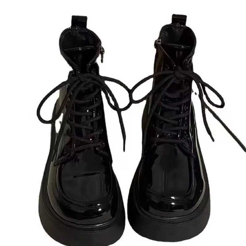 2025 Spring New Womens Boots Fashion Retro Thick Soled Tall Casual Boots Versatile British Style Big Head Strap Short BootsT251223