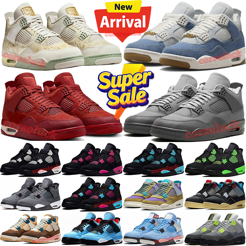 With Box 4 Men 4s Basketball Shoes Black Cat Designer Mens Women Sneakers Pizza Flight Club Cinnabar Women White Pure Money Pink Thunder Oreo Military Blue Trainers