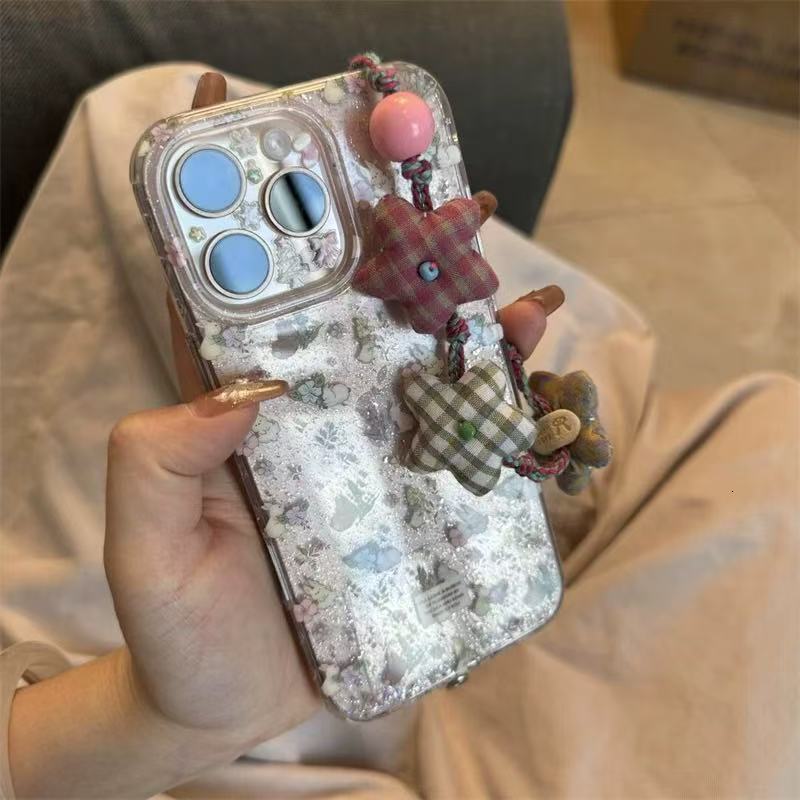 Ins Small Floral Jungle Little Purple Rabbit Chain for iPhone 16 Pro Max Apple 15 Phone Case 14 Women 13