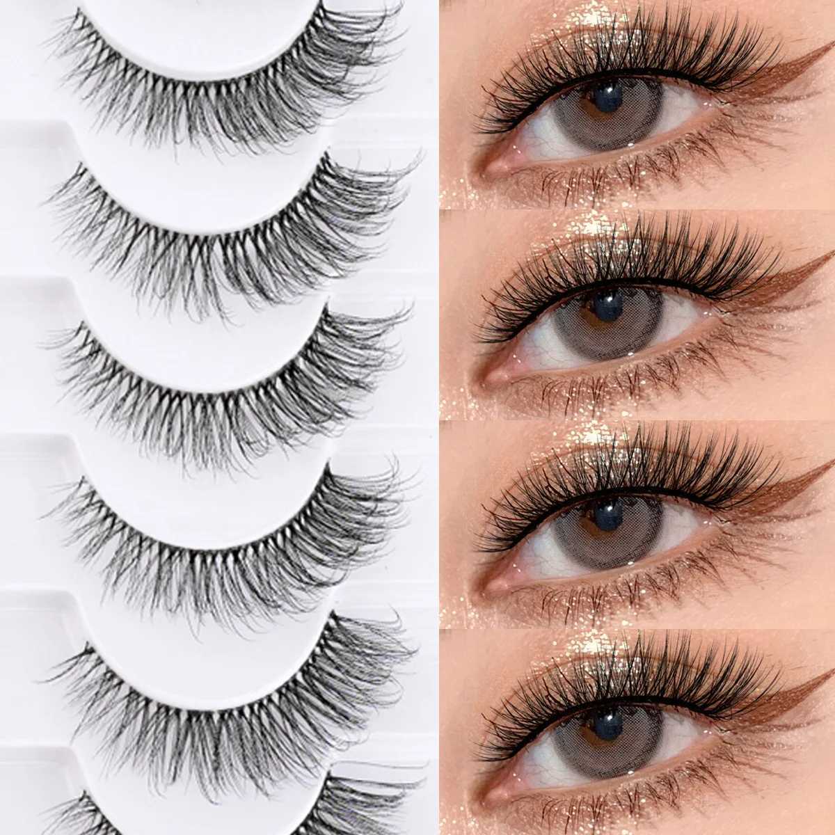 Cat Eye lashes 3/10 Pairs Fox Eyelashes Extension Natural Soft 3D Mink Lashes Fluffy Reusable Fake Eyelashes Makeup faux CilsT251223