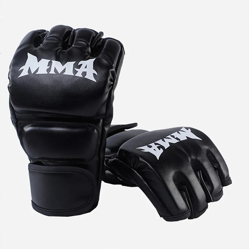 PU Half Finger Boxing Gloves PU Leather MMA Fighting Kick Boxing Gloves Karate Muay Thai Training Workout Gloves Training Gear 251222