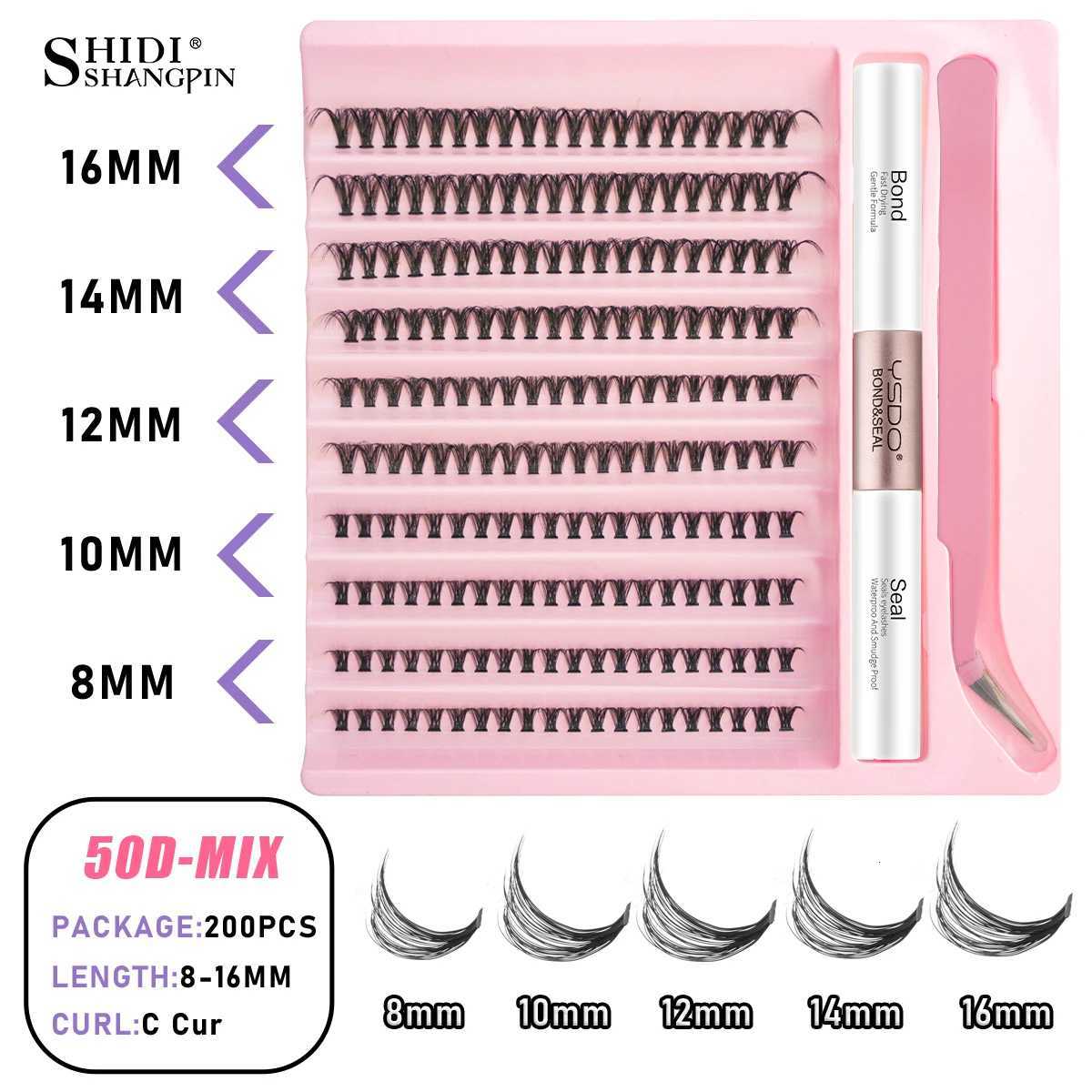 DIY Lash Extension Kit 50D-120D False Lash Bond And Seal 2in1 Natural Fluffy Wispy 8-16MM Eyelashes Extension Makeup ToolsT251223