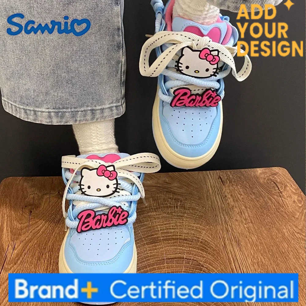 Sanrio Anime Sneakers Hello Kitty Cartoon Sports Shoes Sweet Girls Student Antiskid Board Shoes Cute Casual Thick Sole Sneakers Fashion H251223
