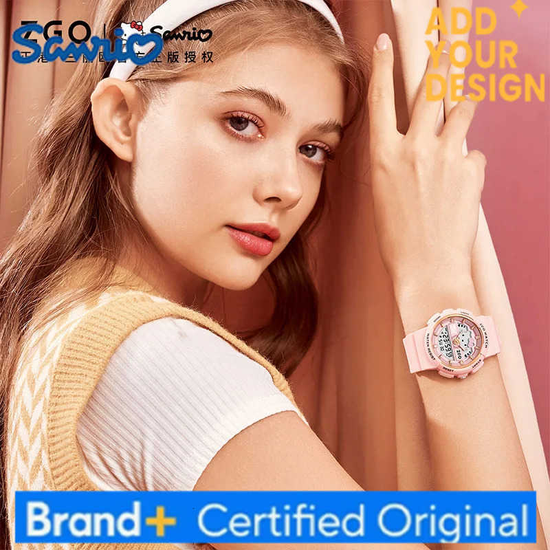 Sanrio Watches for Girls Alarm Clock Cinnamoroll Wristwatch Hello Kitty Waterproof Sports Watch 50bar Week Display H251223