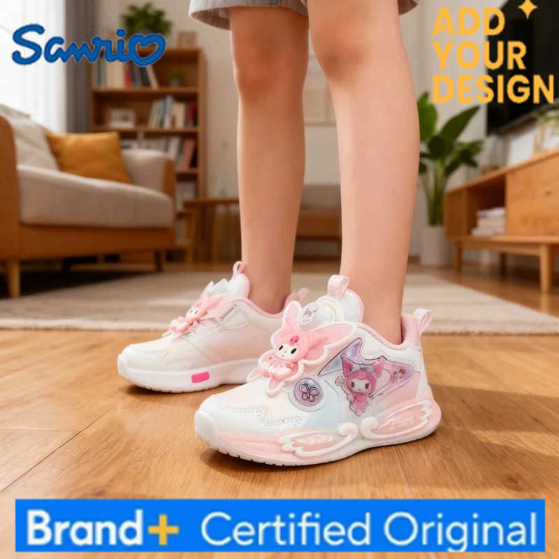 Sanrio KidsCasual Shoes Sneakers Led Light Cartoon Kuromi PU Leather For Girls Anti-slip Breathable Pink Pruple Shoes Size 26-33 H251223