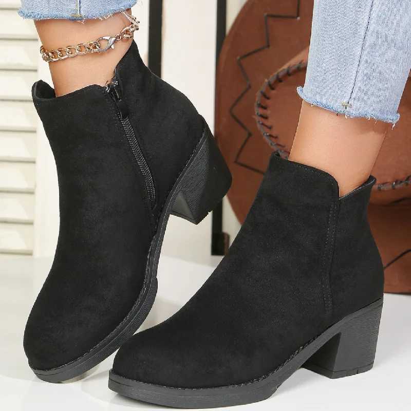 Fashion Med-Heel Women Short Boots Casual Thick Soled Warm Winter Anti-Slip Ankle Boots Multiple Colors Shorts Shoes for WomenT251223