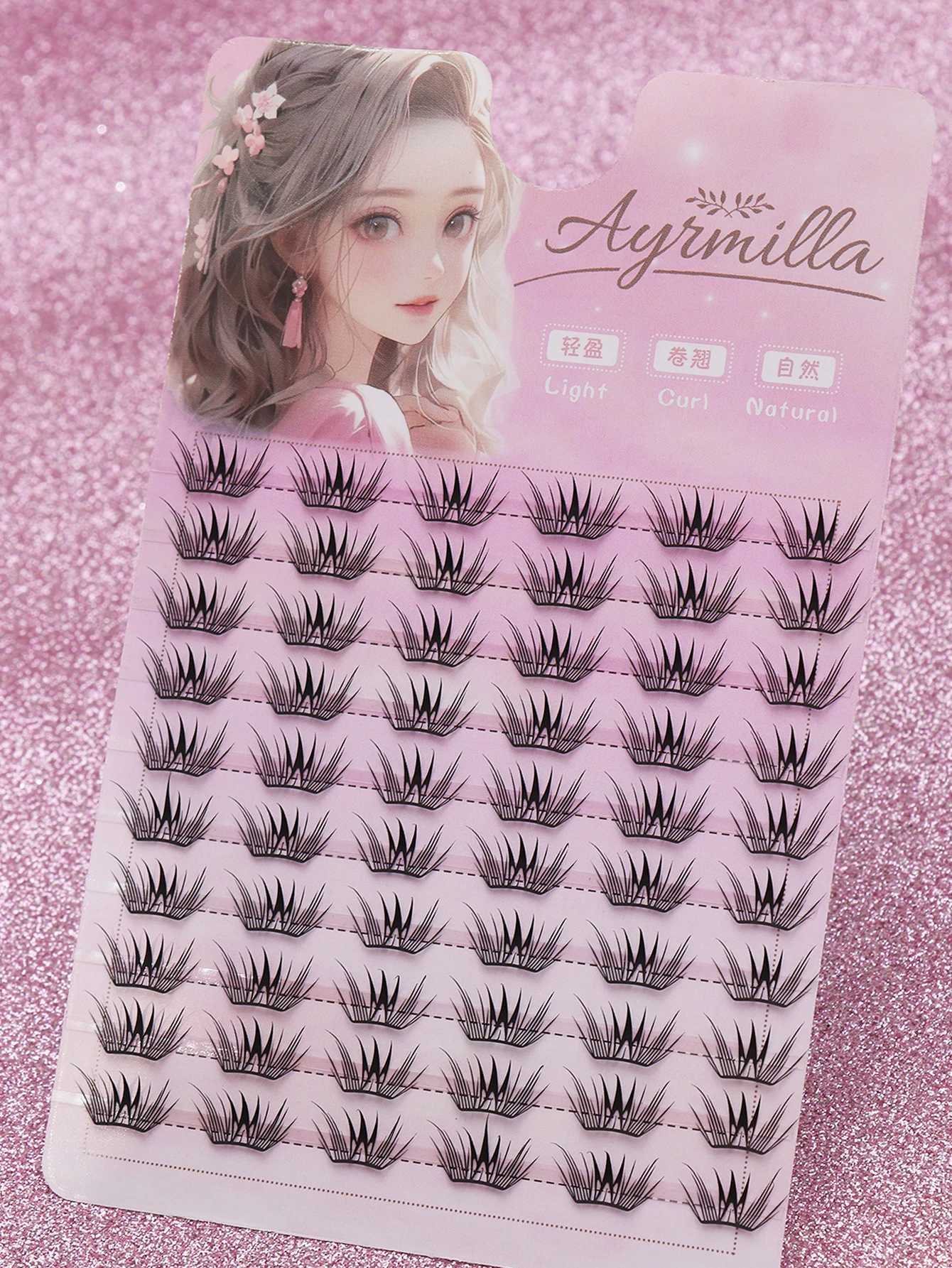 10 rows 60 clusters natural false eyelashes fish tail grafting cross wedding party fish tail fairy super fine stem feather fanT251223
