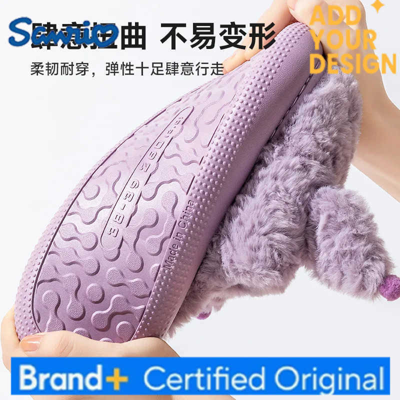 Sanrio New Kuromi Cotton Slippers for Womens Autumn Winter Anime Figure Home Anti Slip Cute Cartoon Cotton Shoes Thickened Kawaii H251223