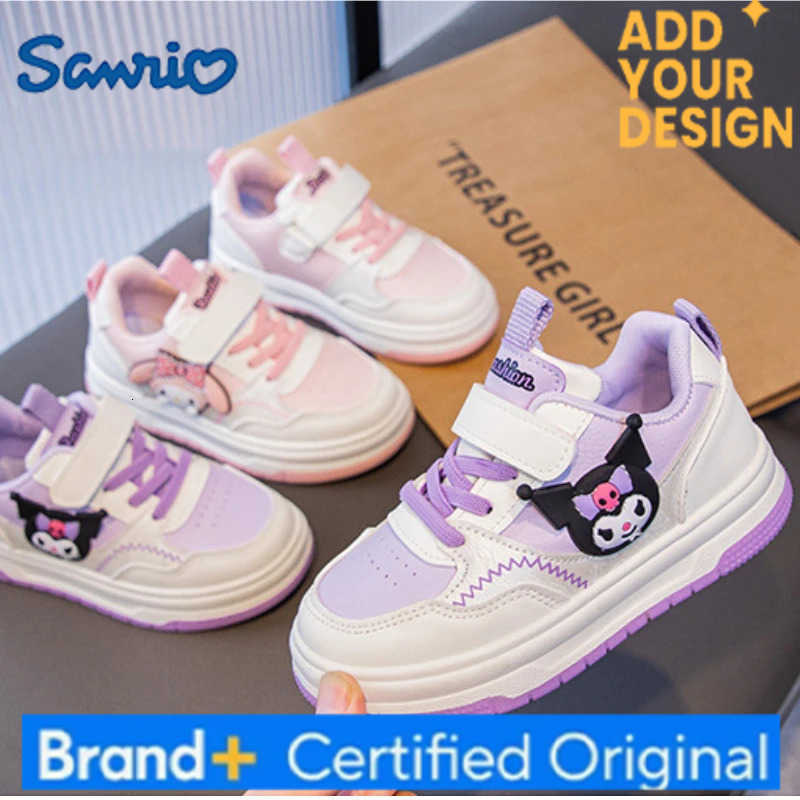 Sanrio KidsCasual Shoes Girls Cartoon PU Leather Spring Outdoor Sneakers Breathable Anti-slip Pink Purple Size 26-37 H251223