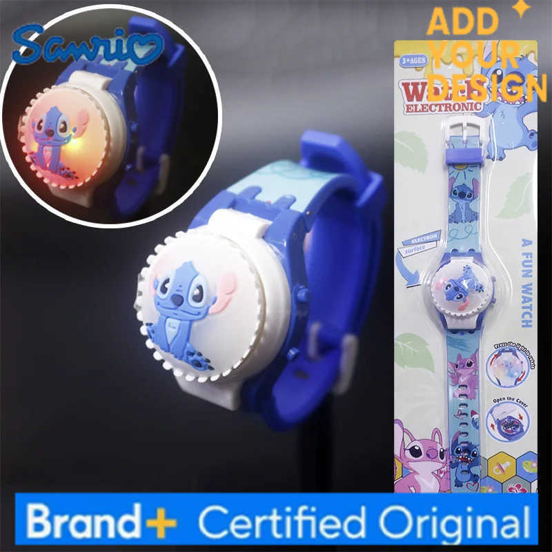 Sanrio New Spiderman Kids Watches For Boys Cartoon Hello Kitty Stitch Children Rotate Watch with Flash Light Girls Toys Clock H251223