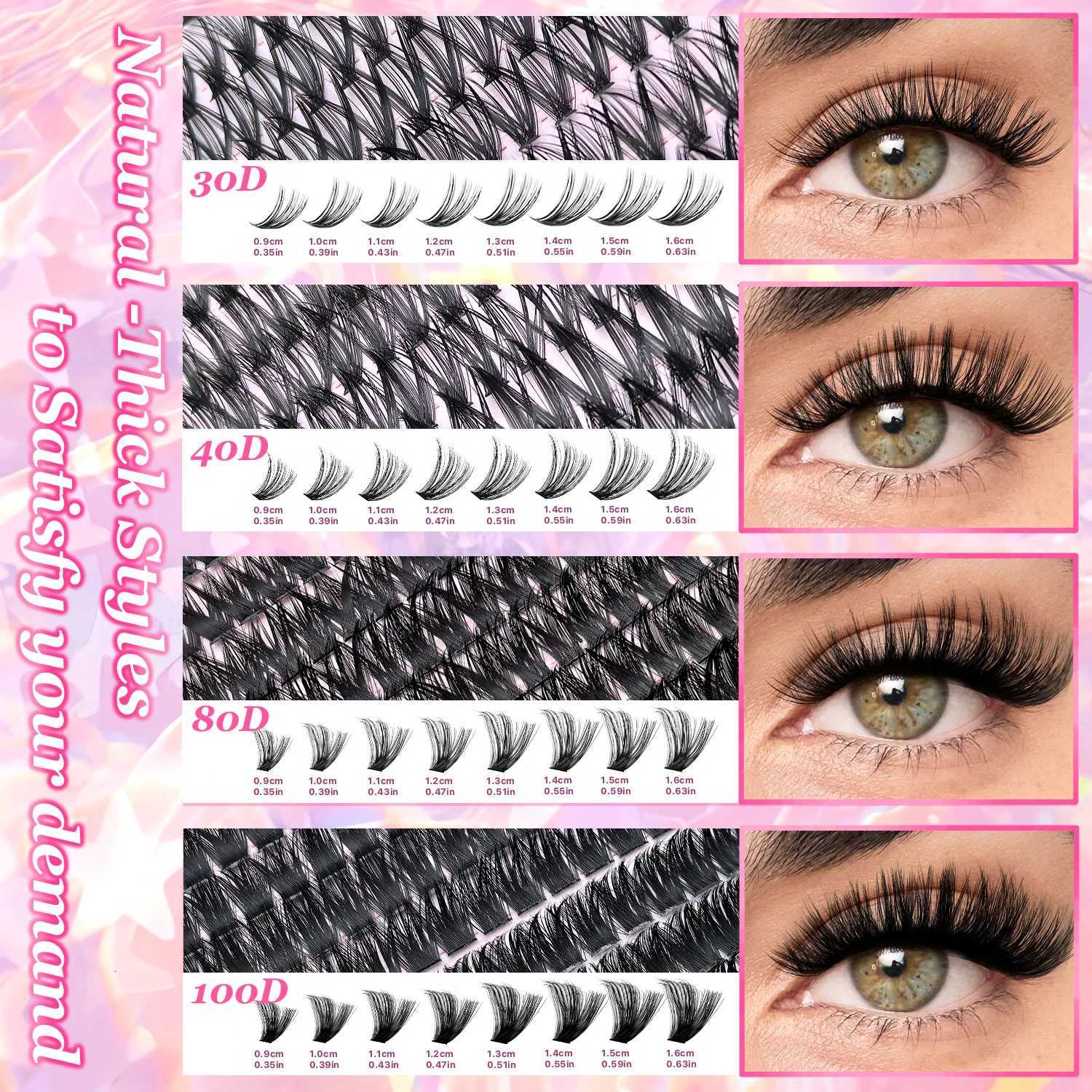 DIY Lash Extension Kit Clusters Individual Eyelashes Kit 9-16mm with Bond and Seal Wispy Natural Mange LashesT251223