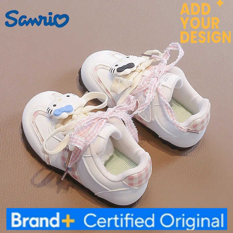 Sanrio KidsCasual Shoes Sneakers Cartoon Hello Kitty Bow PU Leather For Girls Printed Anti-slip Breathable Blue Pink Shoes Size 28-38 H2512231