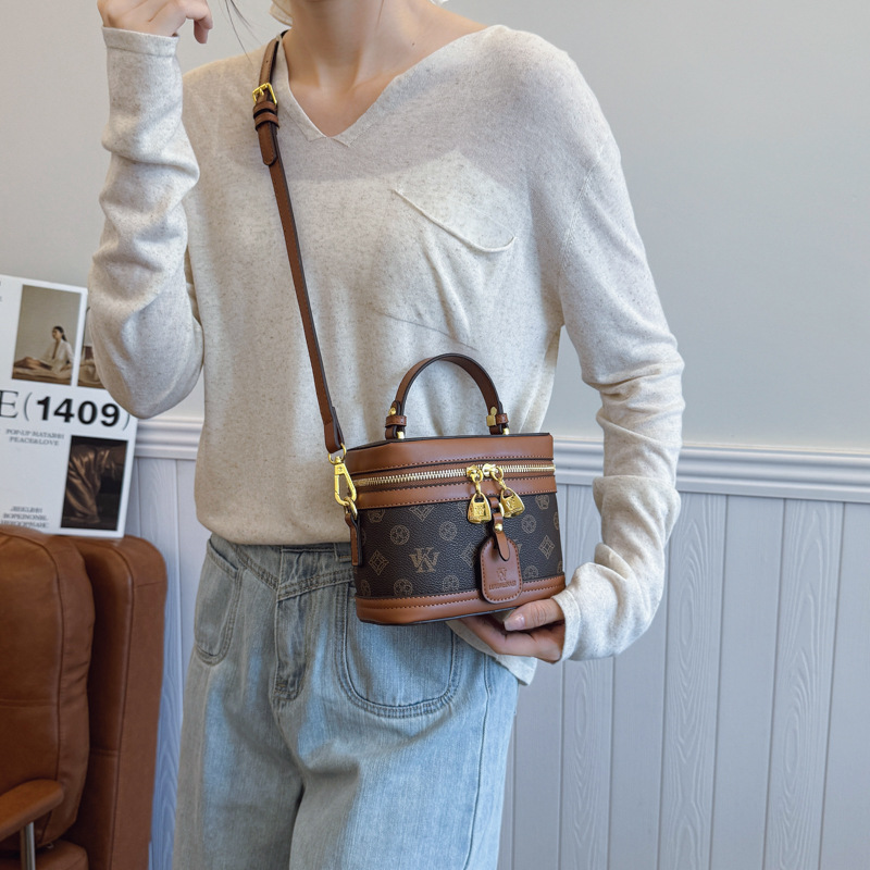 WK Cross-border high-end small square bag women's 2025 new retro printed box bag versatile shoulder bag oblique span bag women