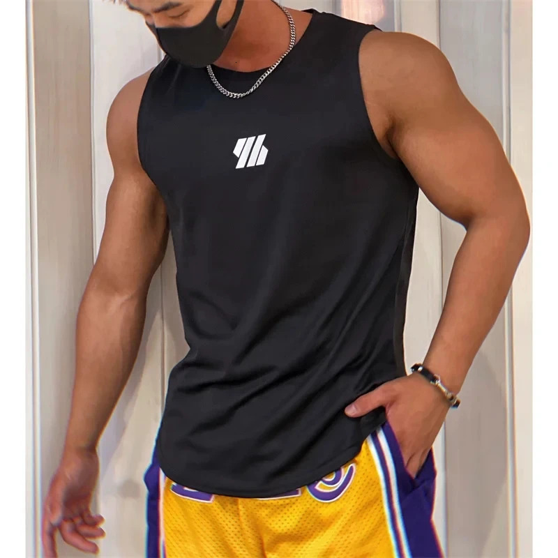 est Summer Gym Vest High Quality mesh Shirt Sleeveless T-shirts Men Tank Tops running Fitness Sports Vest men Clothing 251222