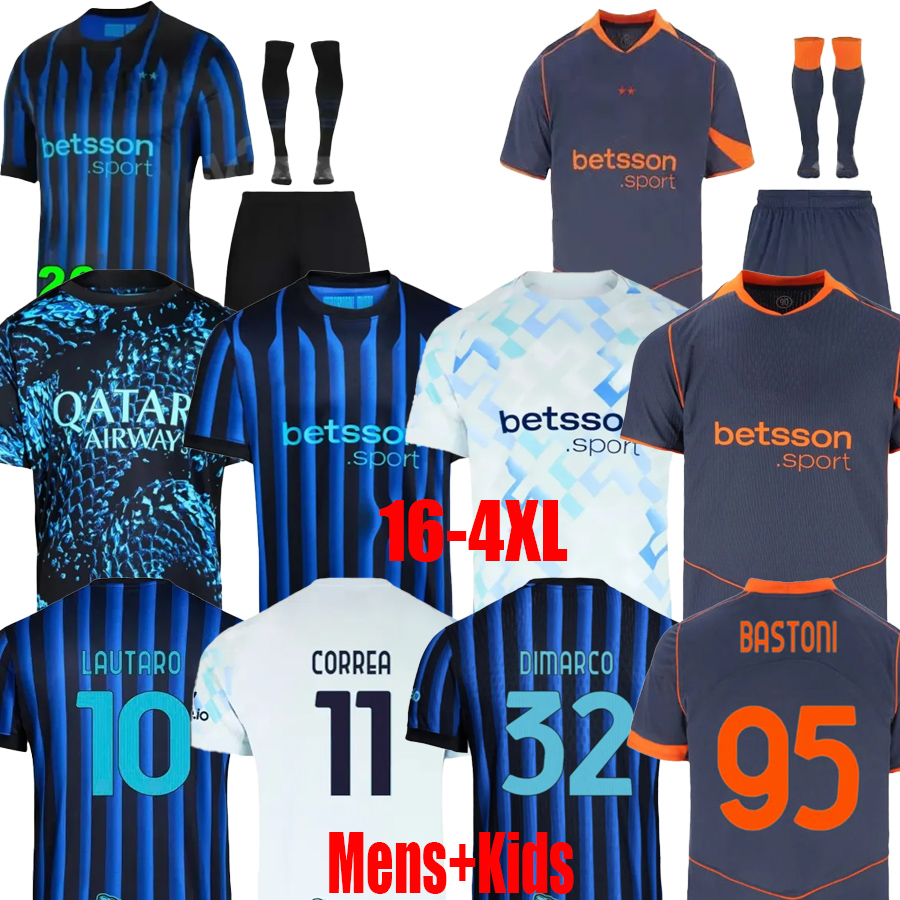 INtErS Milanes 25 26 BASTONI DIMARCO Soccer Jerseys CALHANOGLU BARELLA INTERS THURAM PAVARD LAUTARO ANNIVERSARY FRATTESI Special inters Football Shirt Kit Kids