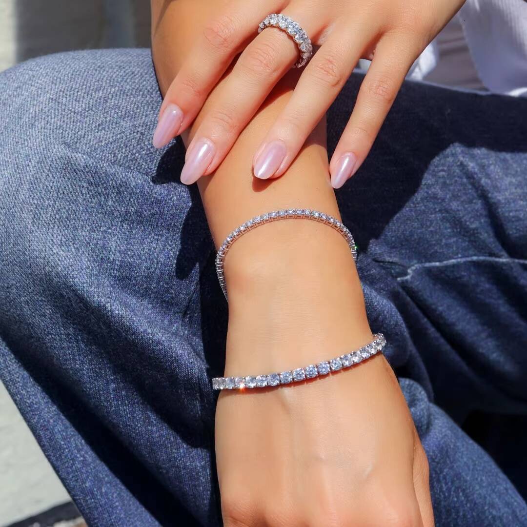 Fashion 2mm-6mm VVS Moissanite Tennis Bracelet Luxury Unisex Gold Rhodium Plated 925 Sterling Silver Lab Grown Jewelry