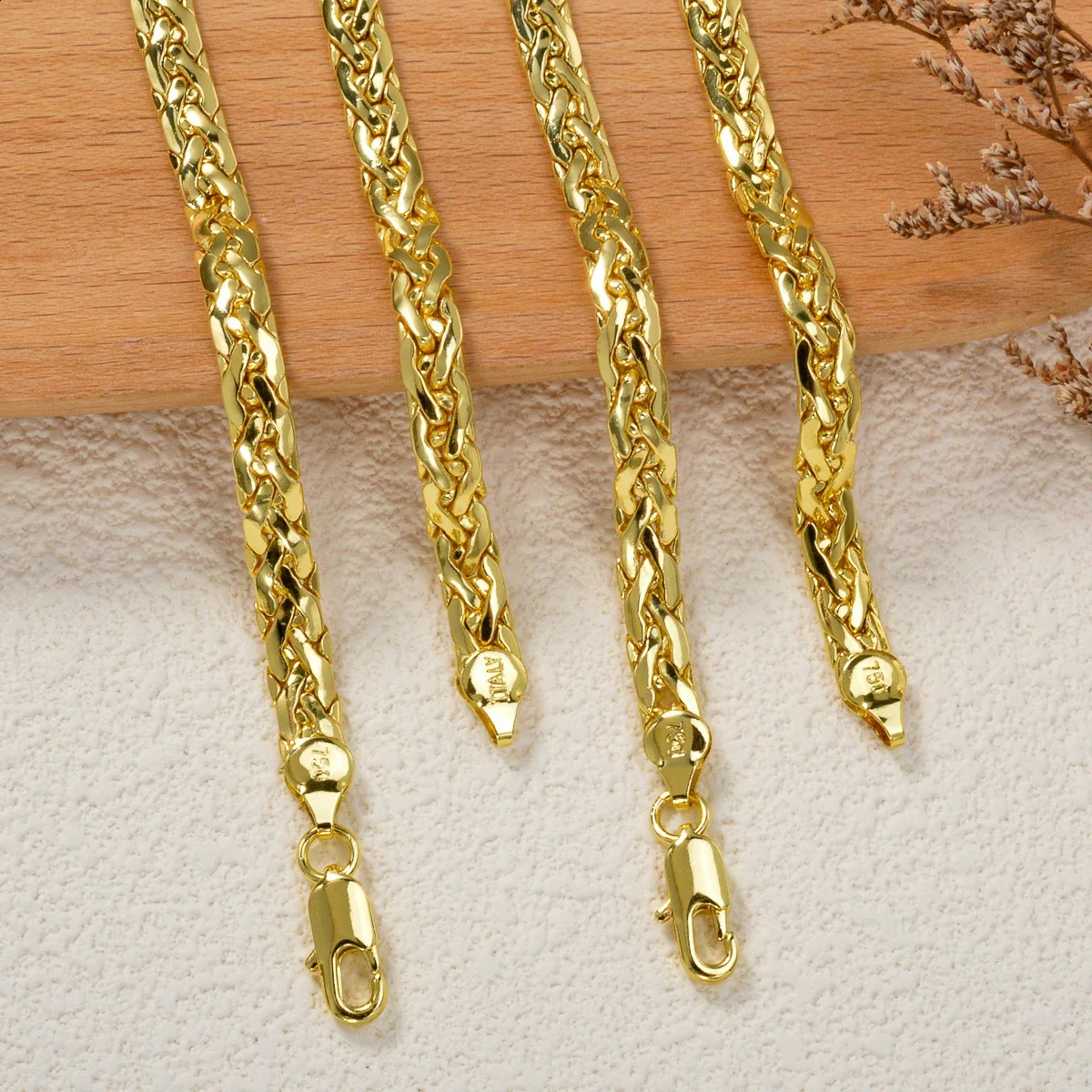 Simple Necklace Jewelry Fashion Italy 750 18K Gold Plated Flat Snake Chain African Wedding Birthday Gift Party 251223