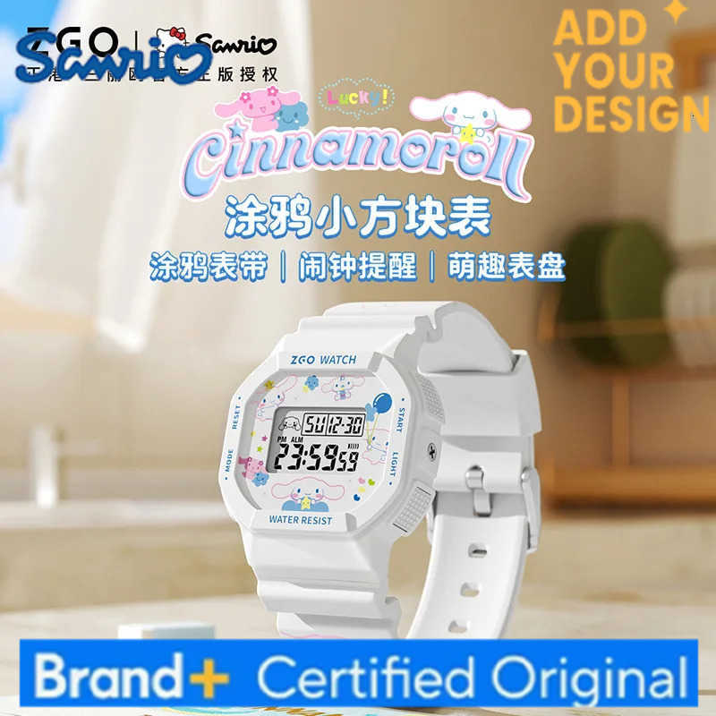 Sanrio Wristwatch for Female Block Table Cinnamoroll Waterproof Sports Electronic Watch Multifunctional H251223