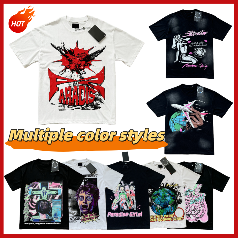 Designer Helles Starties Shirt Men Luxury Casual Men's And Women's T-shirt Alphabet Print Short Sleeve Clothes Vintage Street Graffiti Sweatshirts Graphic Shirt