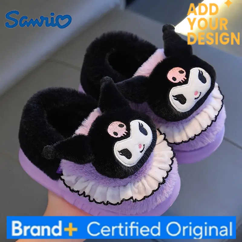 Sanrio Cotton Hello Kitty Children Slipper Melody Cartoon Anime Kuromi Cute Girl Eva Plush Warm Home Slippers Cotton Shoes Gift H251223