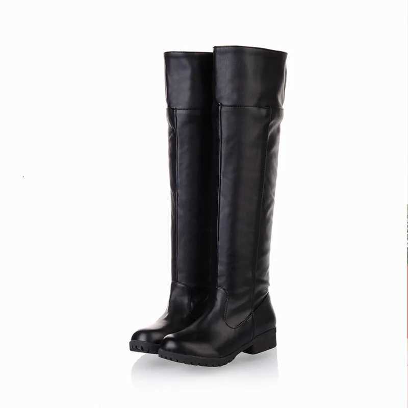Plus Size 2025 Men Women Fashion Boots Concise Solid Flat Heels Boots Round Toe Zipper Cosplay Show Perform Stage Autumn WinterT251223