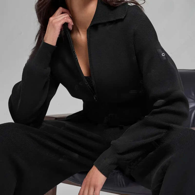 2025 Scholar Women's Cardigans Solid-Color Oversized Casual Cropped Hooded Sweatshirts Quick-Dry Knit Long-Sleeve Zipper Sports alonessitys Jackets