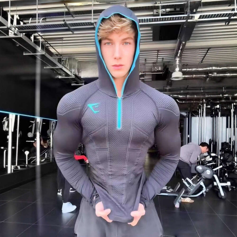 Gym sharks mens T-Shirts Gym Clothing Men Fitness shirt Oversized Cotton Round Neck Short Slve Sports Long-Sleeved Run Fitness Vest Casual GYM sharks shirt zq 23