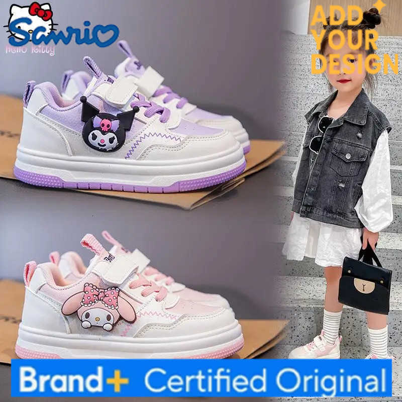 Sanrio Kuromi Girls Soft Bottom Shoes Kawaii Cartoon Spring Autumn New Anime Childrens White Shoes Fashionable Sports Dad Shoes H251223