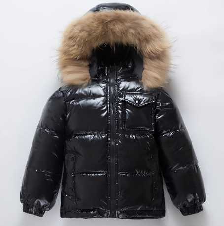 Kids Winter Down Jacket Shiny Raccoon Fur Collar Toddler Boys Hooded Coat Baby Girls Warm Snowsuit Childrens Parkas 240913 38 C251013 W251023