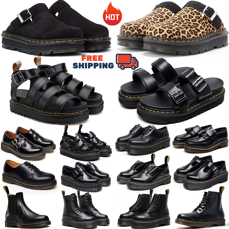Free shipping dr martine designer sandals for men women slippers luxury platform clogs trainers shoe leather black white outdoor shoe sneakers eur 35-45