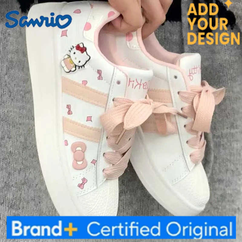 Sanrio KidsCasual Shoes Sneakers Cartoon Hello Kitty PU Leather For Girls Printed Anti-slip Breathable Blue Pink Shoes Size 26-37 H2512231