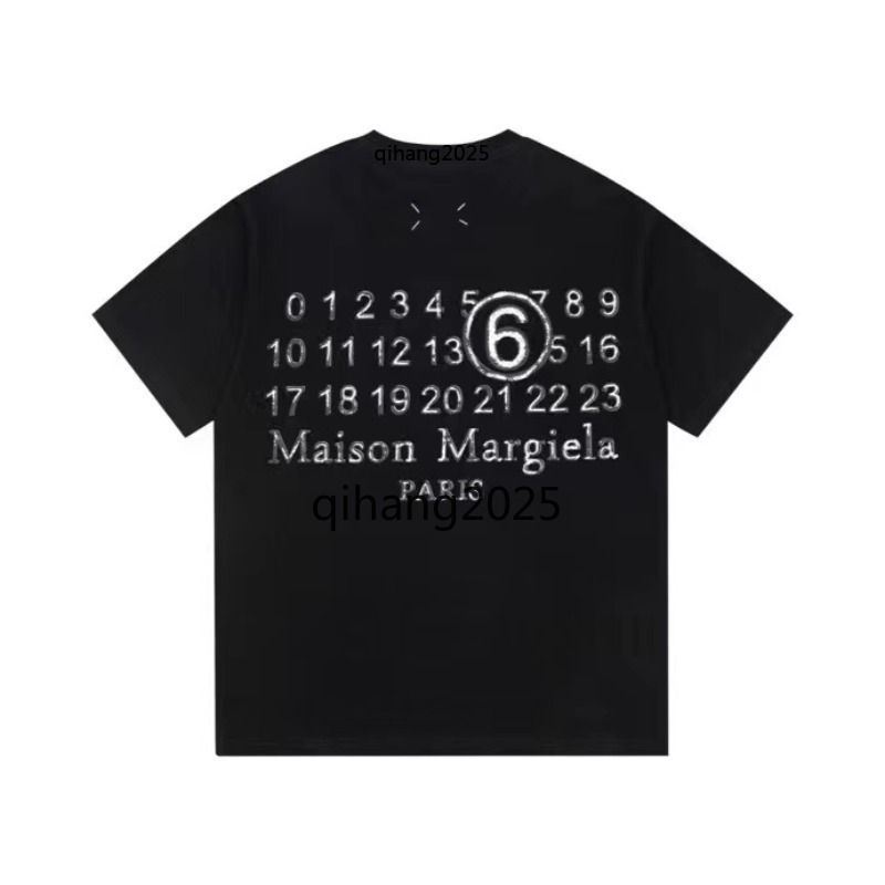 25ss Margela Shirt Designer T-shirt Luxury MM6 Digital Pattern Round Neck Fashion T-shirt Casual Comfortable Hip Hop Street Margela T-shirt 9400