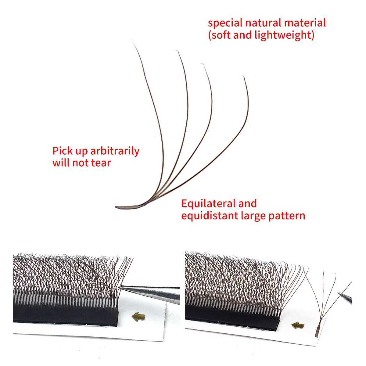 MENGLUKE Brown 4D W Shape Eyelash Extensions High Quality Individual Lashes Automatic Bloom Premade Volume FansT251223